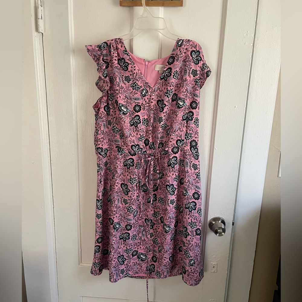 Pink floral dress size L from the Loft